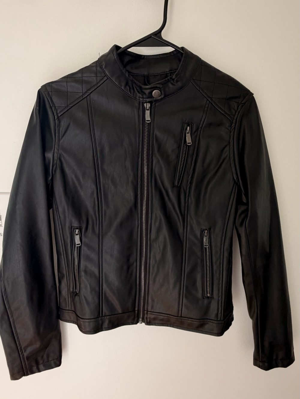 Miss London Black Leather Biker Jacket